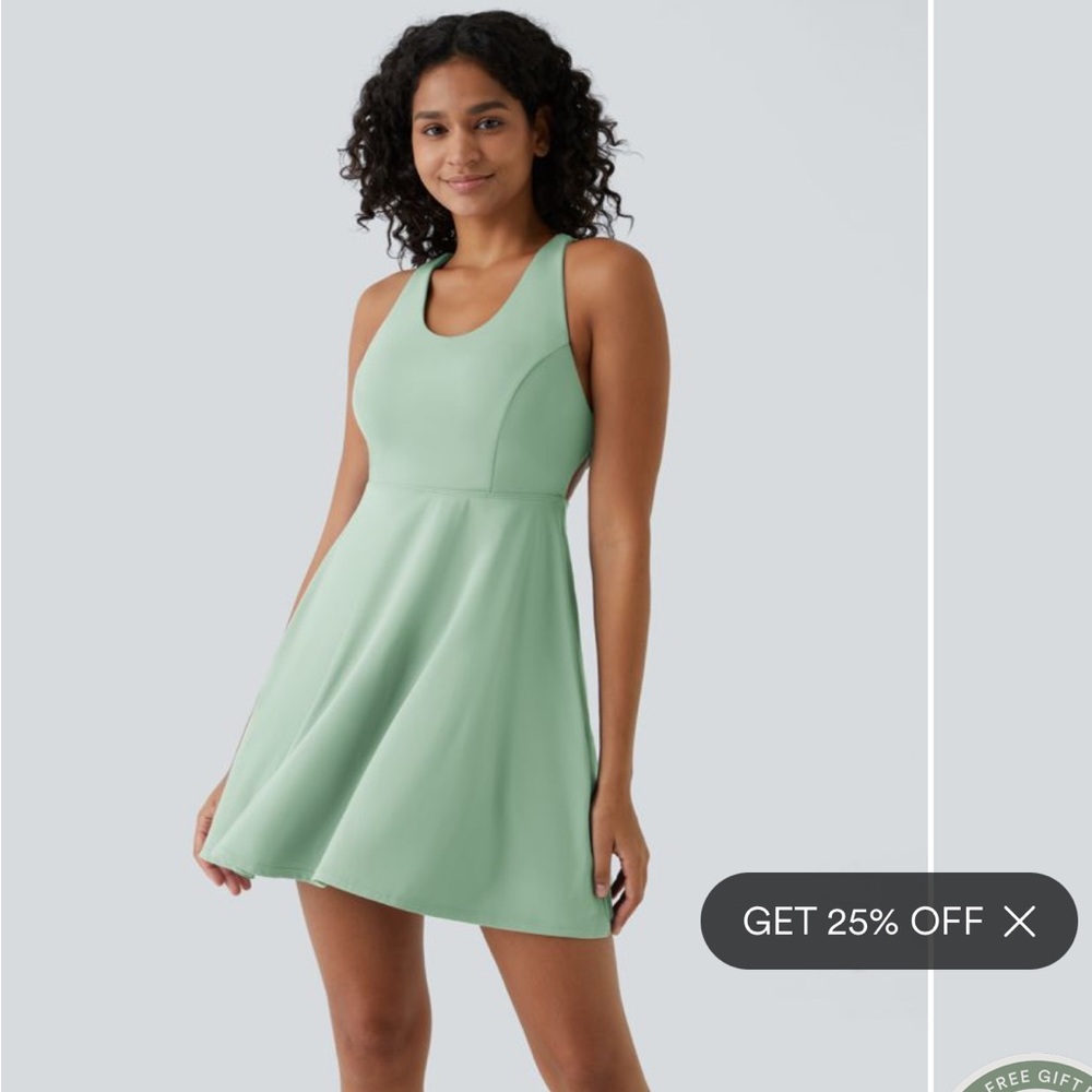 HALARA Mint Green Sleeveless A-Line Dress